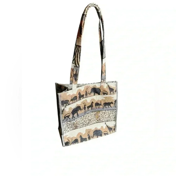 Jade Jungle Safari Tapestry Tote Bag - Picture 1 of 14